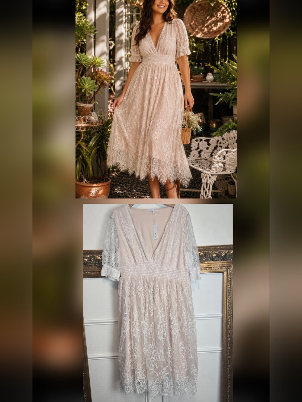 NWT Baltic Born Lace Midi Dress 1XL V-Neck Wedding Bridal Romantic